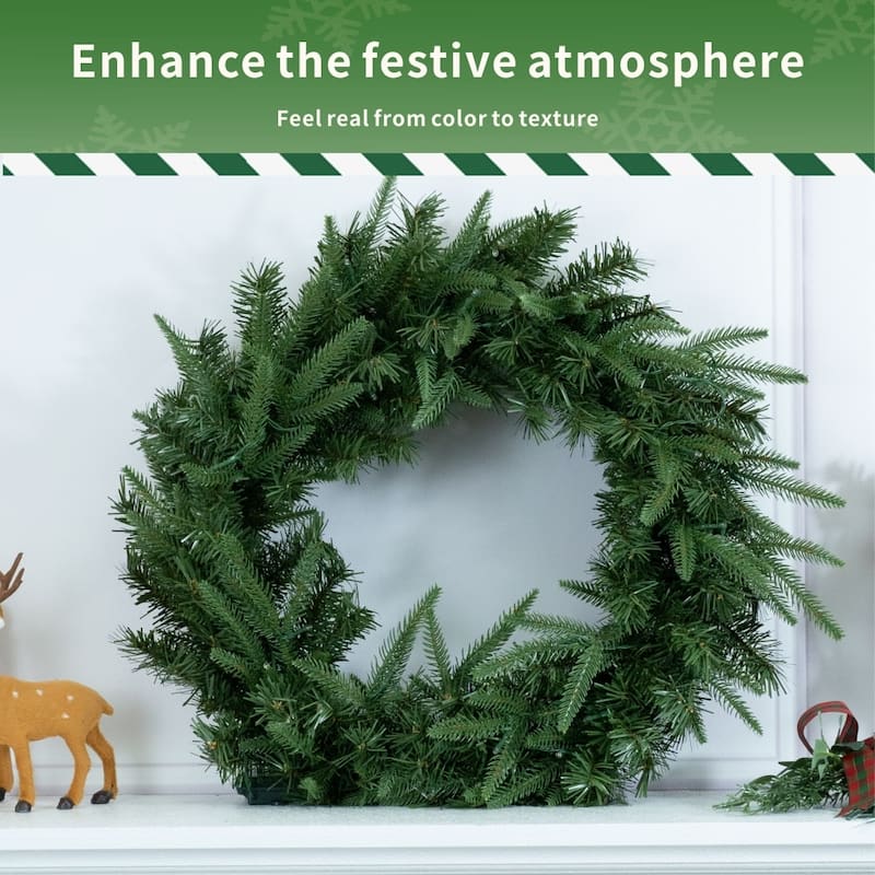 23.62" Green Realistic Artificial Holiday Christmas Wreath for Decor