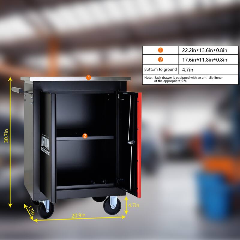 Double Doors Steel MultiFunction Tool Cart with Wheels