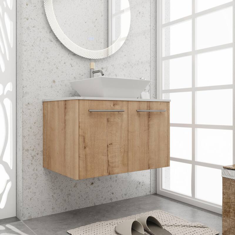 BNK 24"/30" Single Sink Bathroom Vanity with Soft Close Door, Modern Floating Vanity