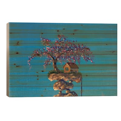 Spring Flowering Sakura Tree Print On Wood by Valery Rybakow - Multi-Color