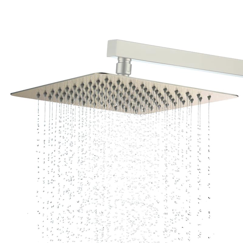 1-Spray Pattern with 2.5 GPM Square Ceiling Mount Rain Fixed Shower Head - 10" x 10" - Brushed Nickel