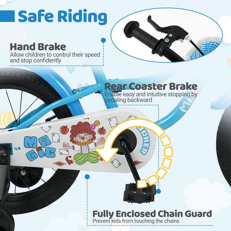 Costway 12”/14”/16”/18” Kids Bike with Training Wheels, Basket, Hand & - See Details