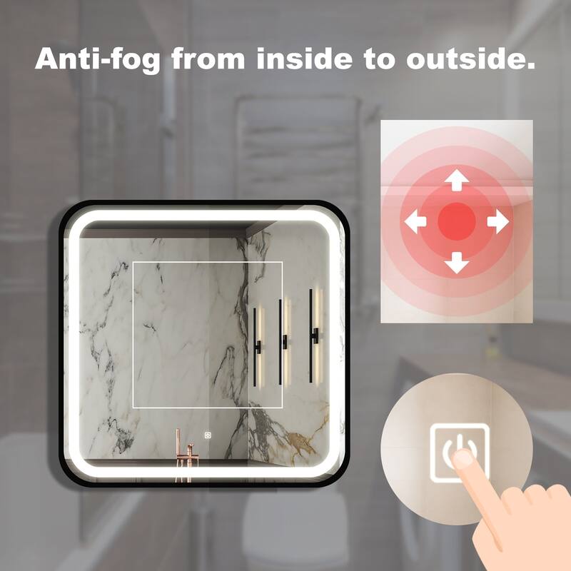 Framed Anti-Fog Wall Mounted LED Bathroom Vanity Mirror
