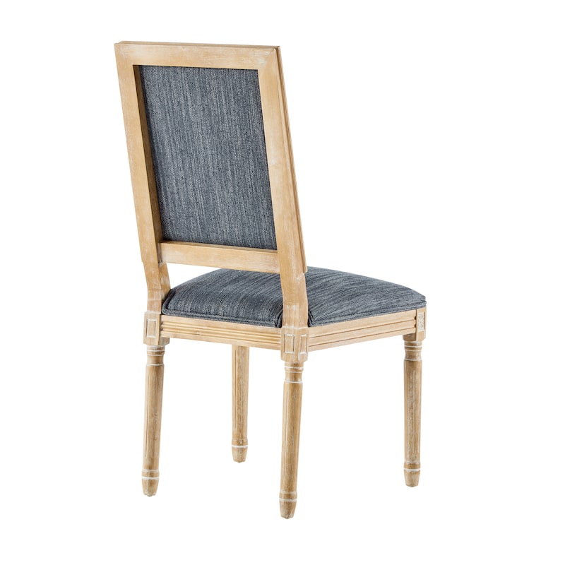 [Set of 4] French Country Dining Chairs - Elegant Cane Backrest & Upholstered Seats with Fluted Legs- Solid Rubberwood Frame