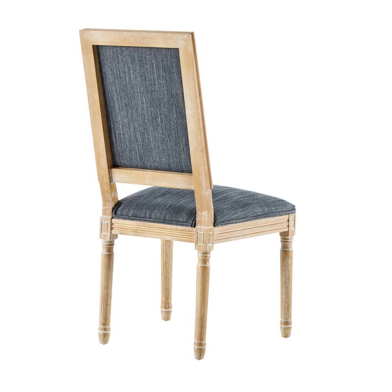 [Set of 6] French Country Dining Chairs-Elegant Cane Backrest & Upholstered Seats with Fluted Legs - Solid Rubberwood Frame