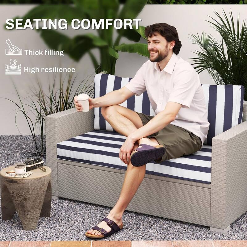 Outdoor Loveseat Cushion Set (Set of 1 Seats,48x24in, 2 Backs,24x18in )
