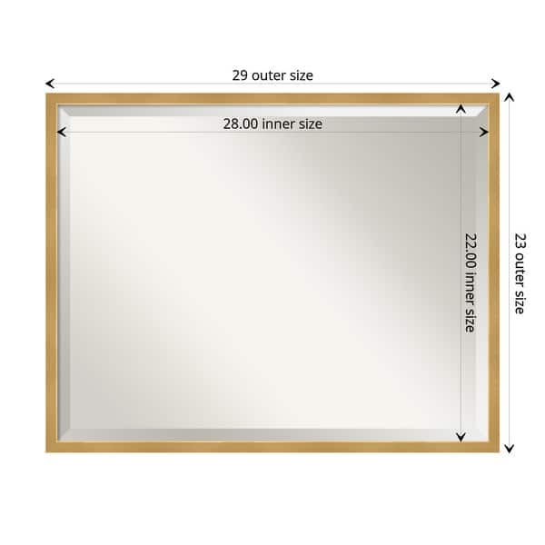 dimension image slide 2 of 5, Beveled Wood Bathroom Wall Mirror - Svelte Polished Gold Frame