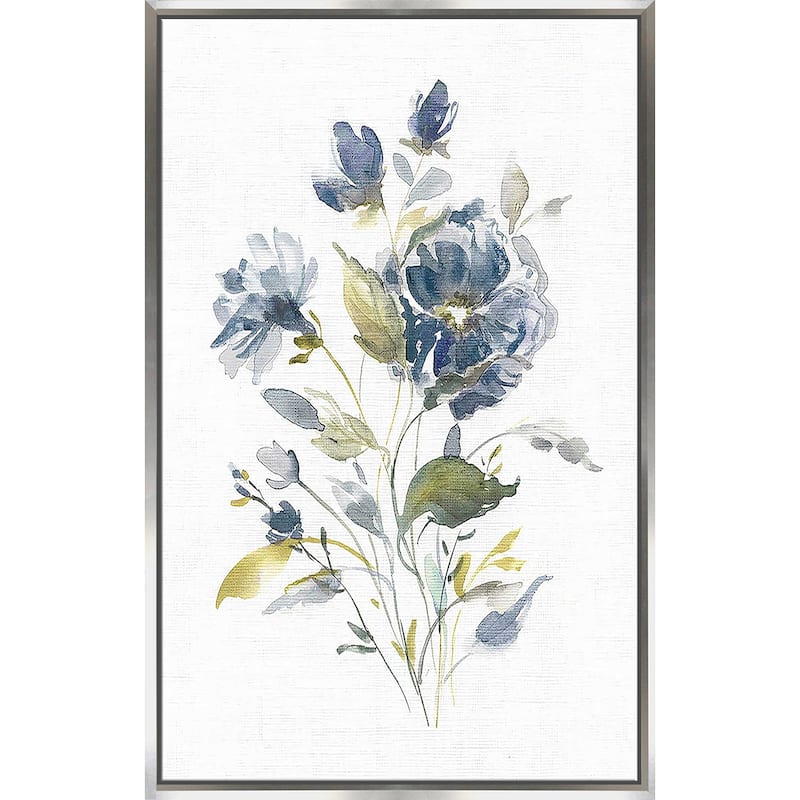 "Linen Botanical Navy I" Print on Floating Canvas