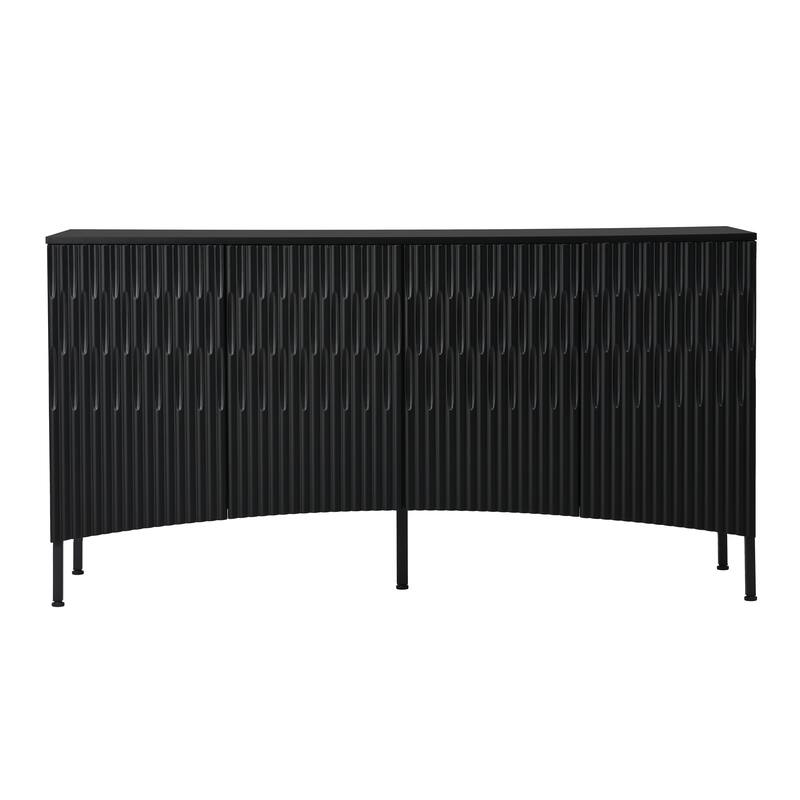 Buffet Cabinet with 4 Curved Bottom Doors, Sideboard Cabinet with Metal Legs, Console Table with Adjustable Shelf