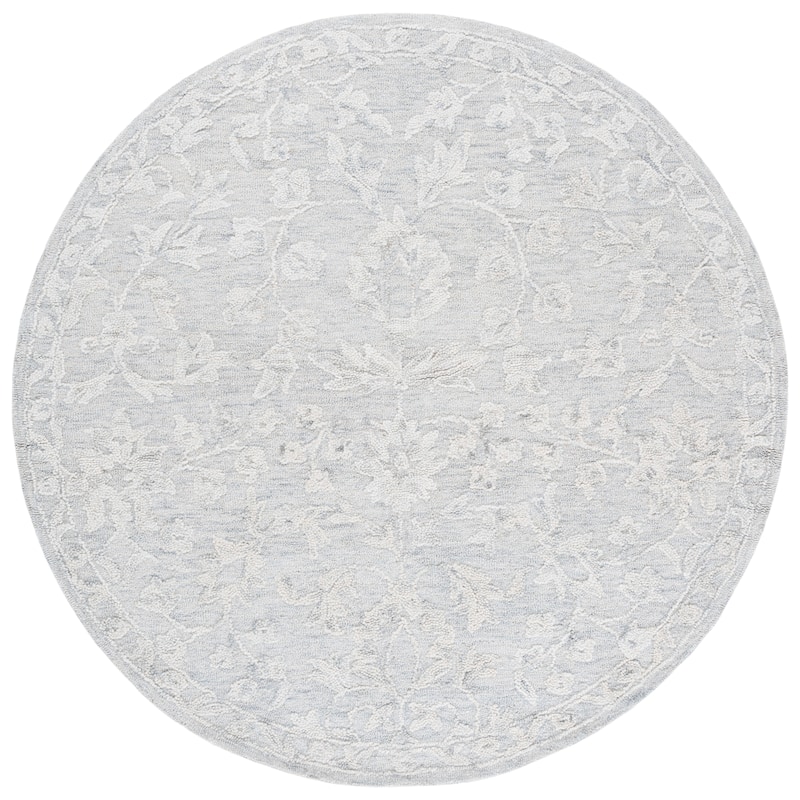 SAFAVIEH Handmade Marquee Doranda Modern Wool Rug - 6' Round - Grey/Ivory