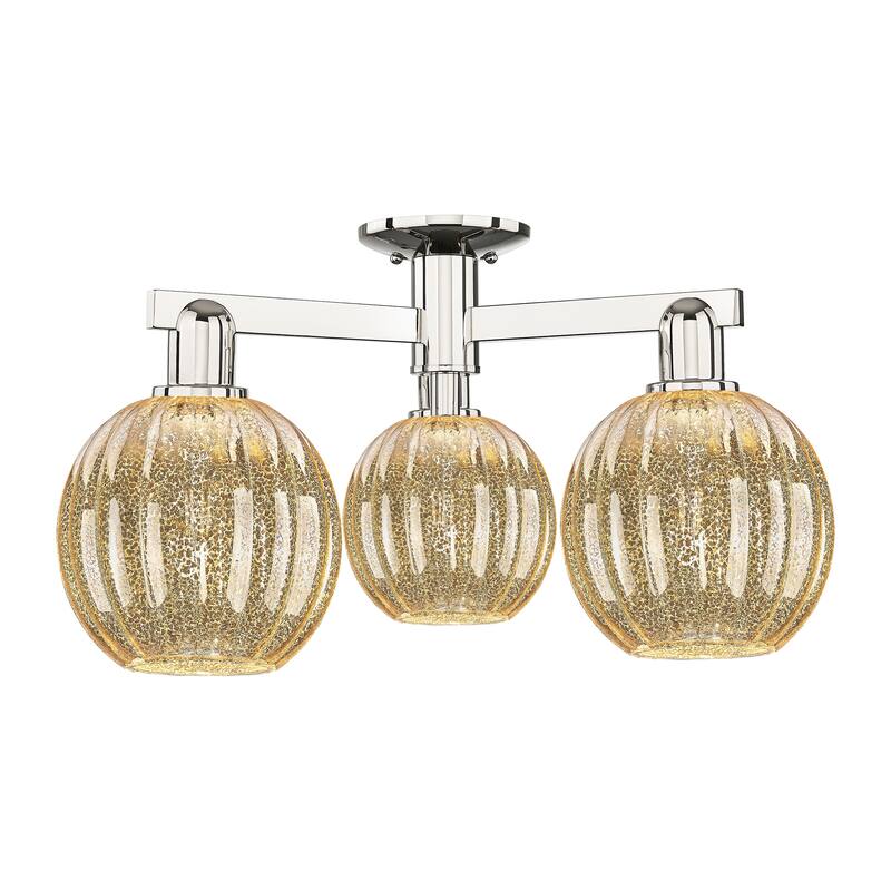 Innovations Lighting Downtown Urban - Preston - 3 Light 25" Globe Shade Semi-Flush Mount