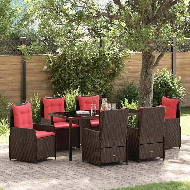 vidaXL Garden Dining Set Poly rattan - Brown-21.65x23.62x36.61