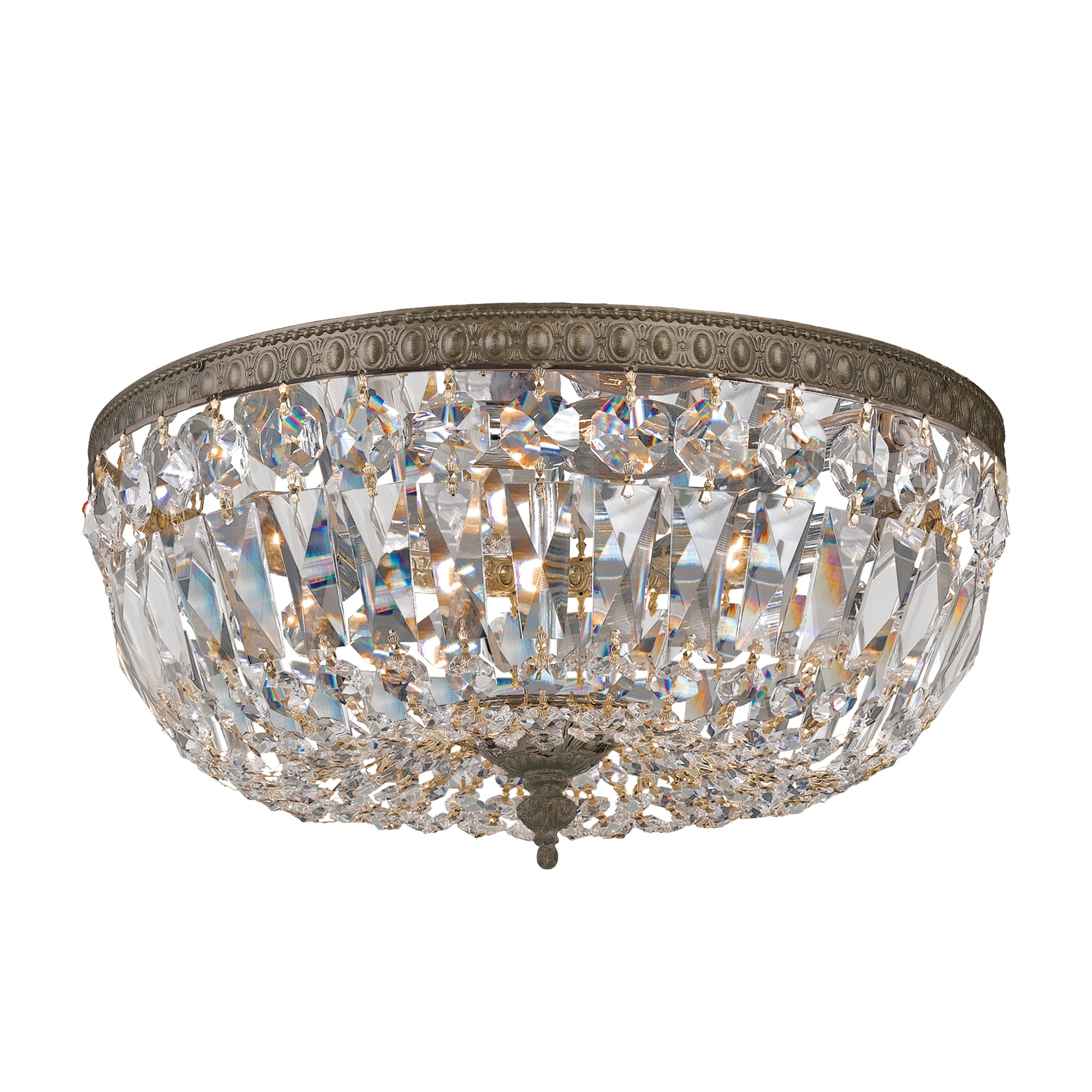 Crystorama 3 Light Bronze Clear Hand Cut Ceiling Mount - 12'' W x 7'' H