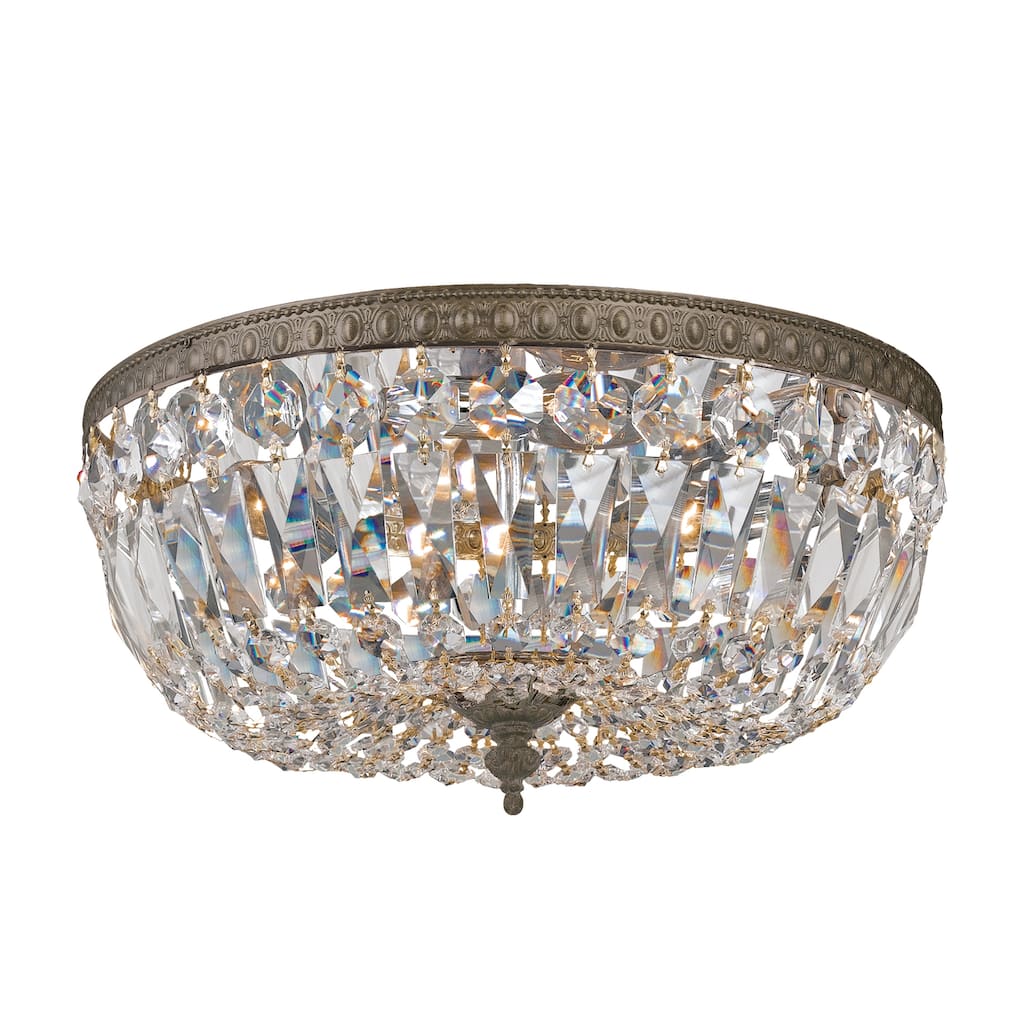 Crystorama 3 Light Bronze Swarovski Strass Crystal Ceiling Mount - 12'' W x 7'' H