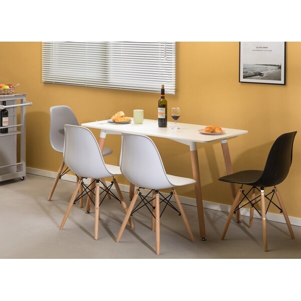 OCHS Trading Market Black, PP OCHS Modern Dining Plastic Chair with Eiffel Retro Wooden Legs Office Kitchen Lounge Bedroom Designer Chair