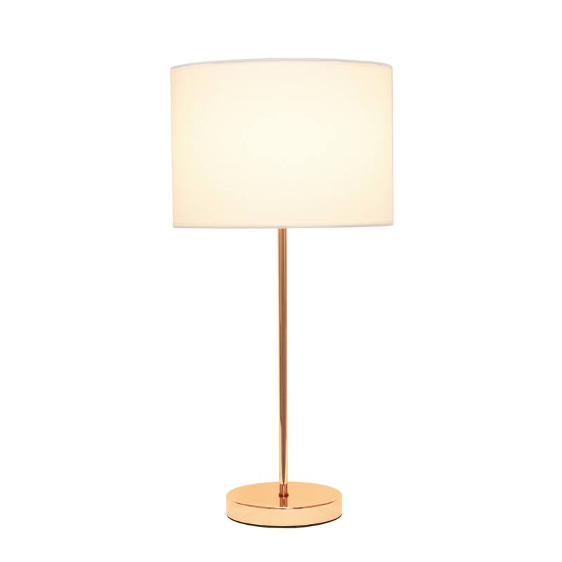 Stick Base Table Lamp with White Drum Shade - 23" - Rose Gold Finish
