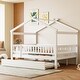 preview thumbnail 1 of 83, Montessori Bed House Bed with Trundle Bed and Headboard, Wood Daybed Platform Bed Frame No Box Spring Needed for Boys Girls White - Full