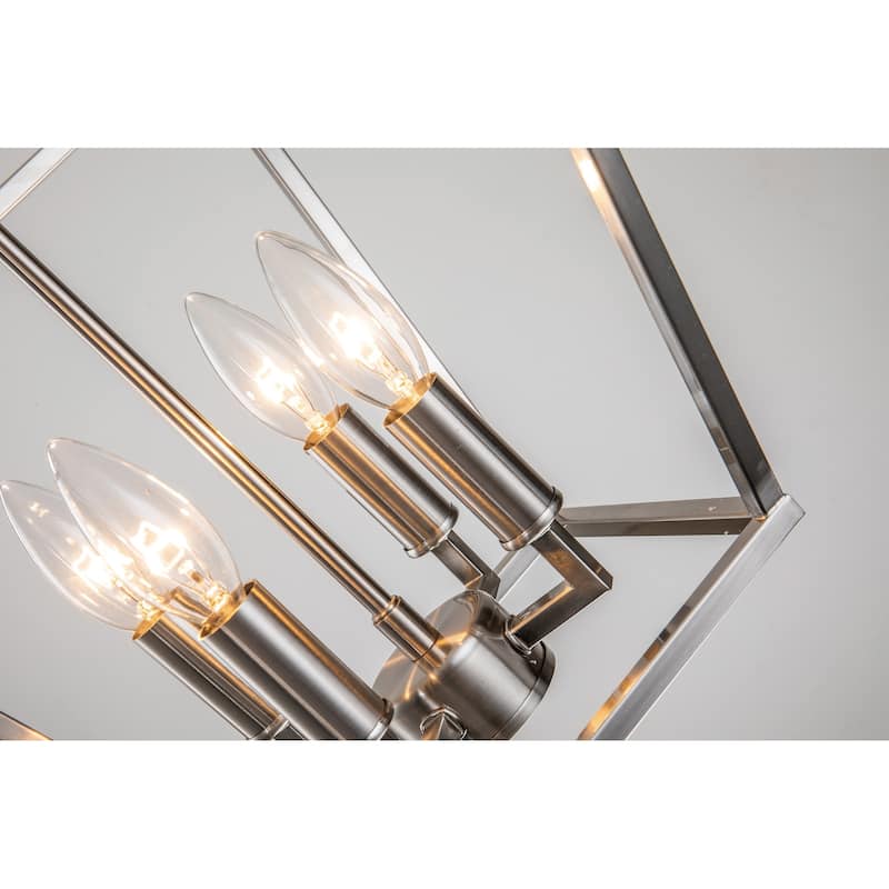 Brushed Nickel 4-Light Lantern Pendant 12 in with Sleeve - Brushed Nickel