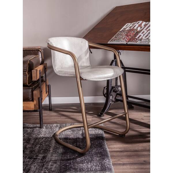 Shop Black Friday Deals On World Interiors Set Of 2 Distressed Leather Counter Height Chairs Overstock 20166248
