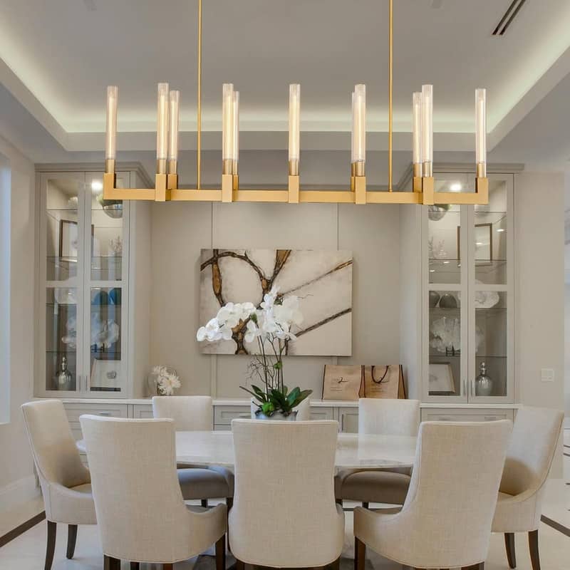KAYLA 68-Inch 12-Light Modern Chandelier - 61in - Glod