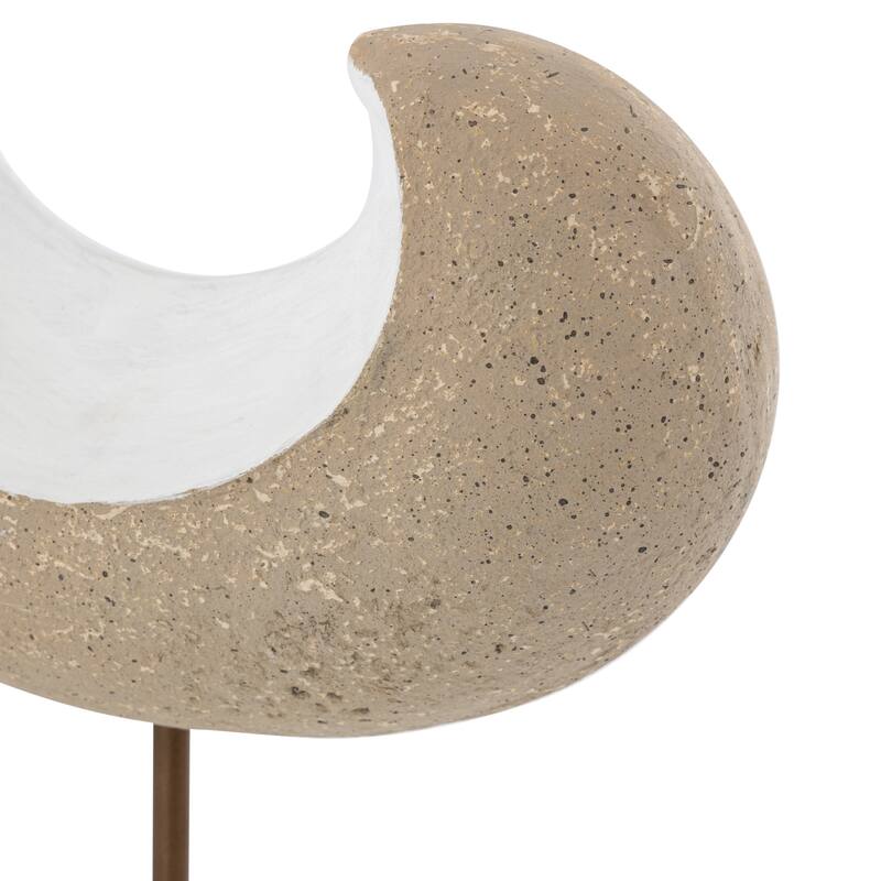 Curved Sculpture Decoration - 17" - Beige and White