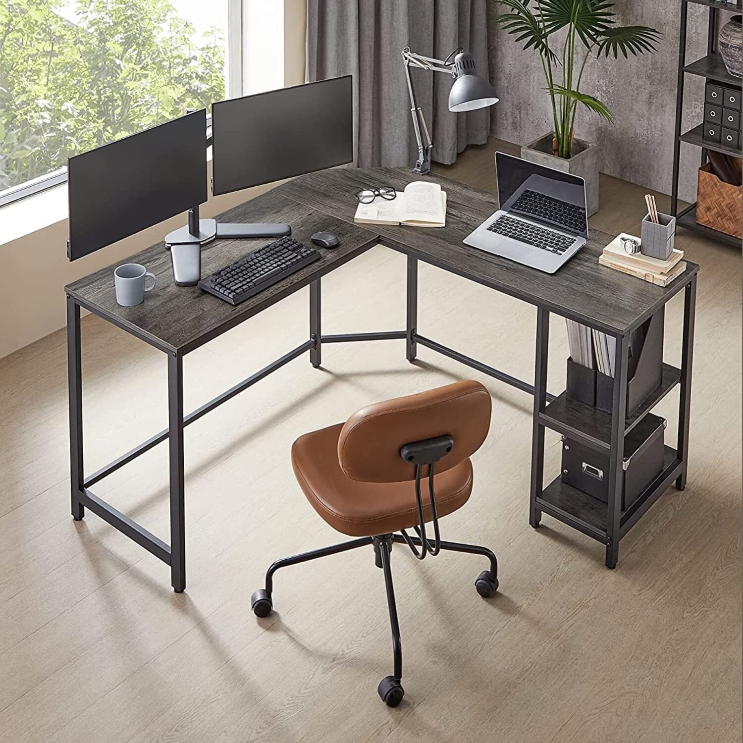 VASAGLE ALINRU L Shaped Computer Desk Office Study Workstation