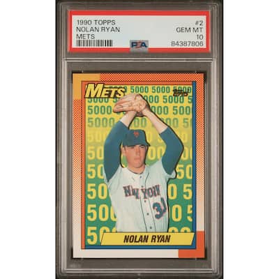 Nolan Ryan 1990 Topps Mets Baseball Card #2 Graded PSA 10 - 8'6" x 11'6"