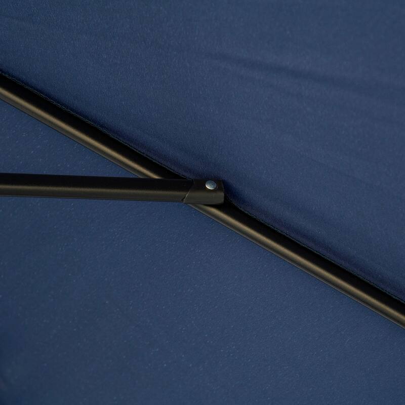Outsunny 9ft Patio Umbrella with Push Button Tilt and Crank, Ruffled Outdoor Market Table Umbrella with Tassles and 8 Ribs