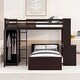 preview thumbnail 43 of 90, Modern Style Wooden Loft Bed with a Twin Size Stand-alone Bed, Shelves, Desk and Wardrobe Espresso - Twin