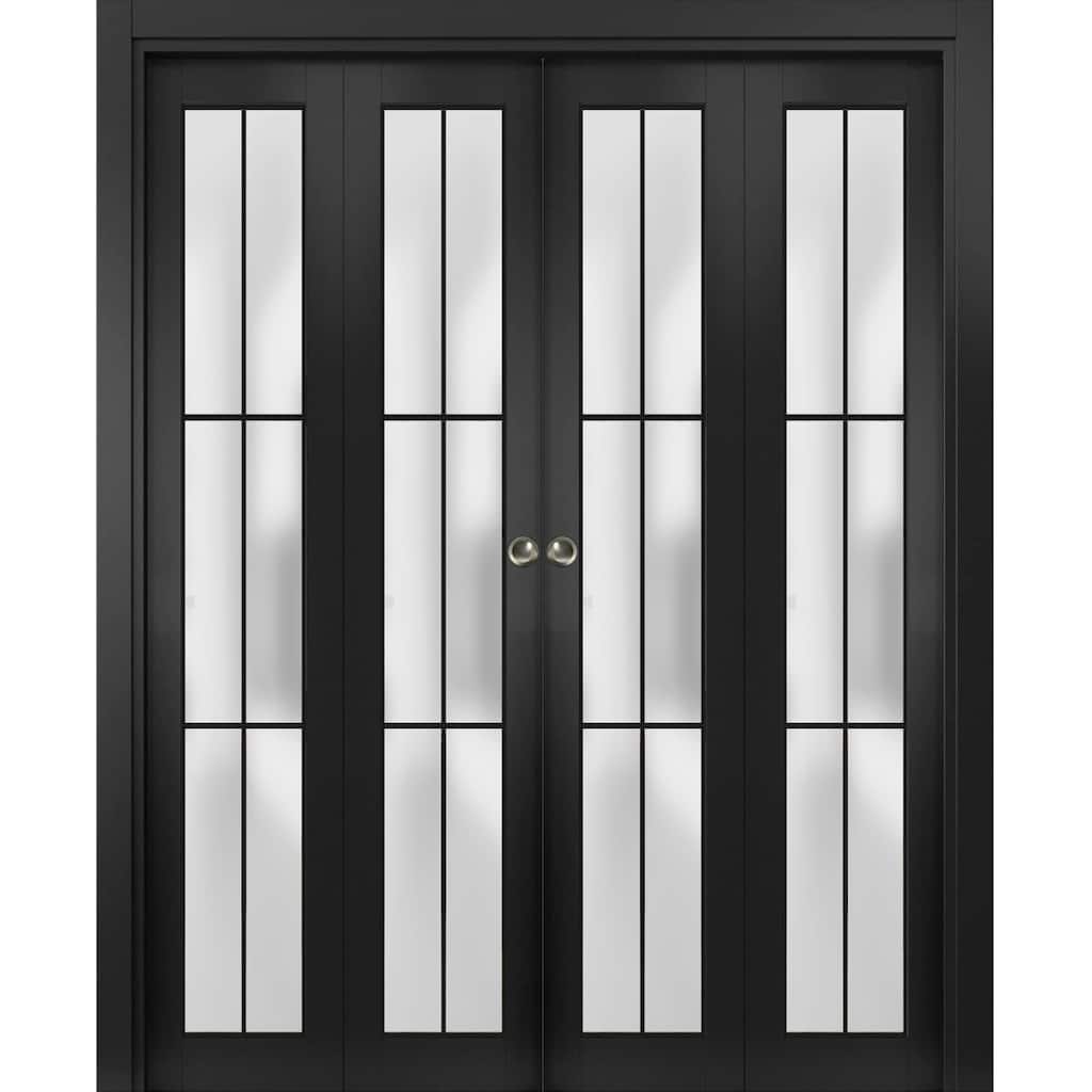 Double Bi-fold Doors Planum 2122 Matte Black Sturdy Tracks