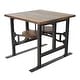 preview thumbnail 23 of 37, Brown Teak Wood Dining Table with Two, Four or Eight Attached Seats