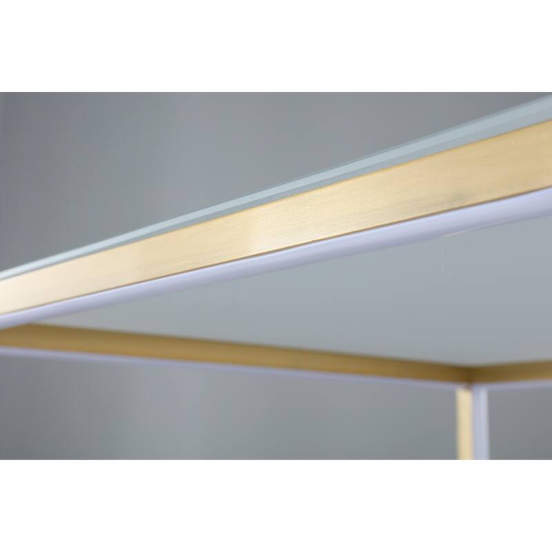 LED Gold Aluminum Frame Side Table with a Frosted Glass Top