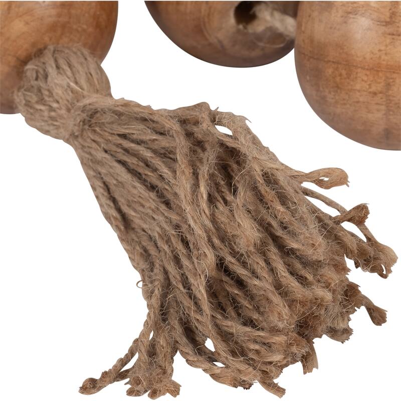 Sagebrook Home 32" Wooden Large Bead Garland with Tassels - Contemporary Mango Wood