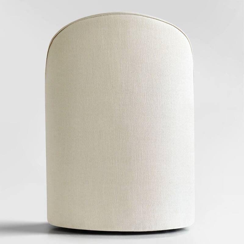 Upholstered Linen Barrel Accent Chair with with Castors(Set of 2)