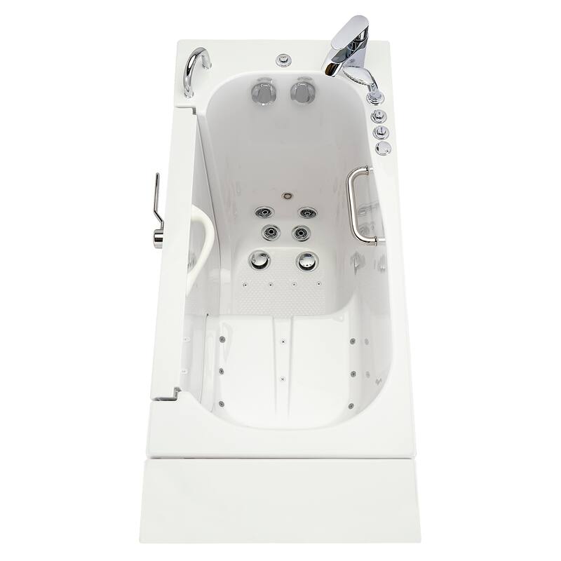 Ella Wheelchair Transfer 26x52 Acrylic Hydro Massage Walk-In Bathtub & Outward Swing Door Fast Fill Faucet 2" Dual Drain