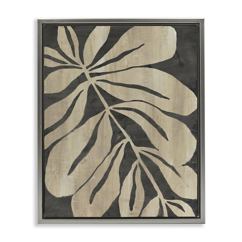Stupell Rustic Leaf Shape Framed Floater Canvas Wall Art Design By June Erica Vess - 25 x 31 - Grey