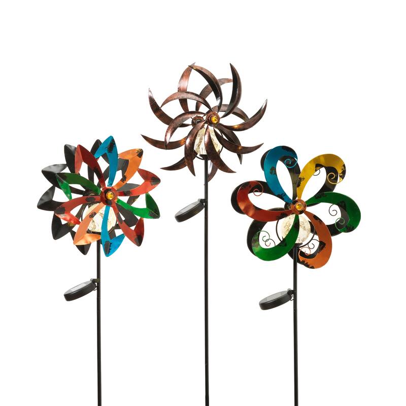 49.2 in. Solar Lit Metal Yard Stakes Set of 3