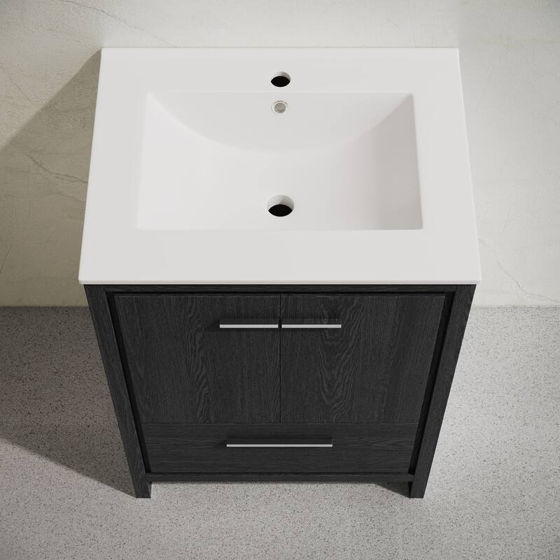 Virage 24" Freestanding Bathroom Vanity In Black Oak With Sink Top - 24