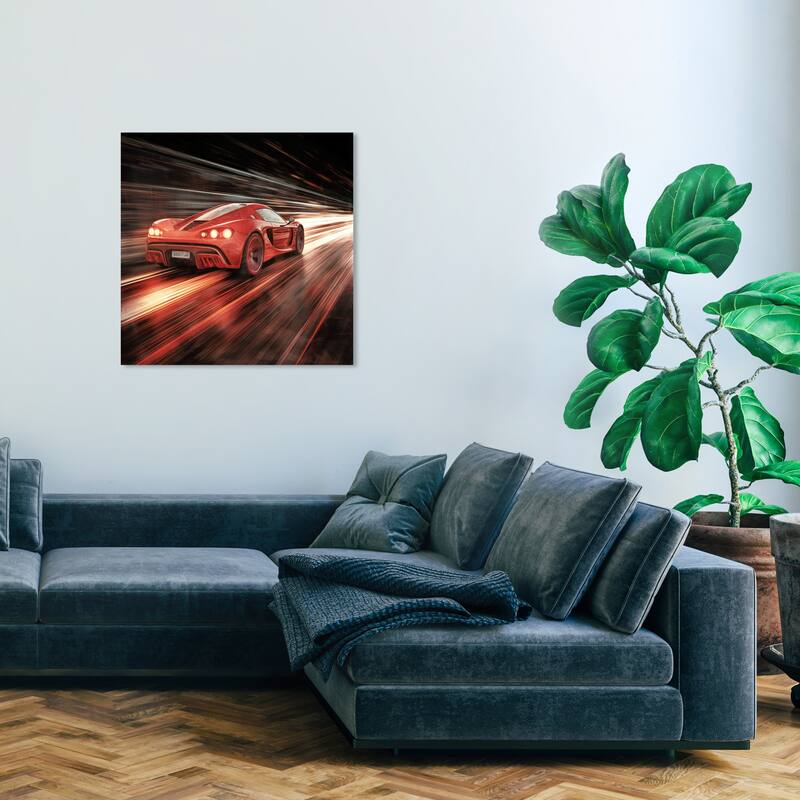 Wynwood Studio Canvas Transportation Just pretty fast please Red and Modern & Contemporary Wall Art Canvas Print - 30 x 30