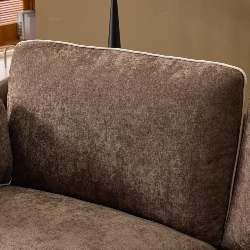 Transitional Loveseat Piped T-Cushions & Linen Blend