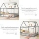 preview thumbnail 5 of 8, Full Size Floor Wooden Bed with House Roof Frame and Safety Guardrails