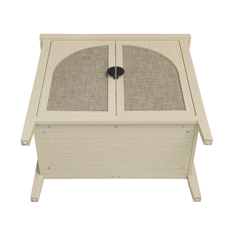 Roomfitters Rattan 2 Door Storage Cabinet, Accent Sideboard Buffet Cabinet with Adjustable Shelves, Natural