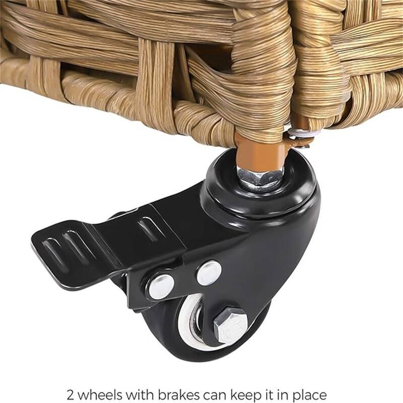 140L Synthetic Rattan Laundry Hamper with Wheels - 26"L x 13.8"W x 23.8"H