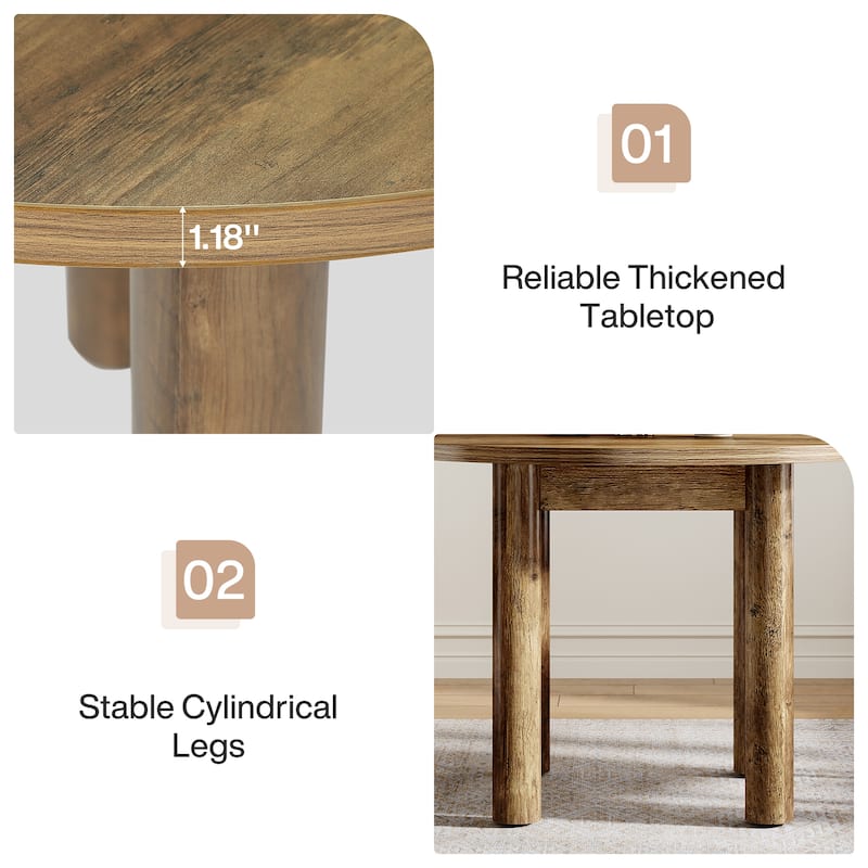 39-inch Round Dining Table for 4