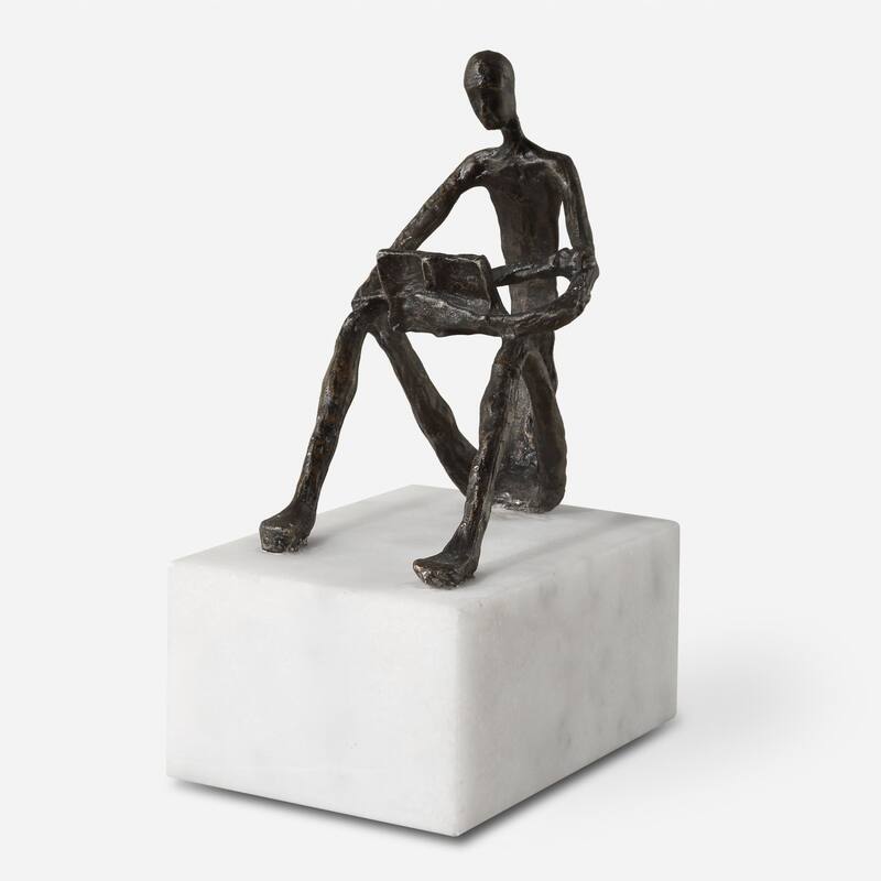 Uttermost 18162 Sit Back Relax And Read Iron Figurine - Dark Brown