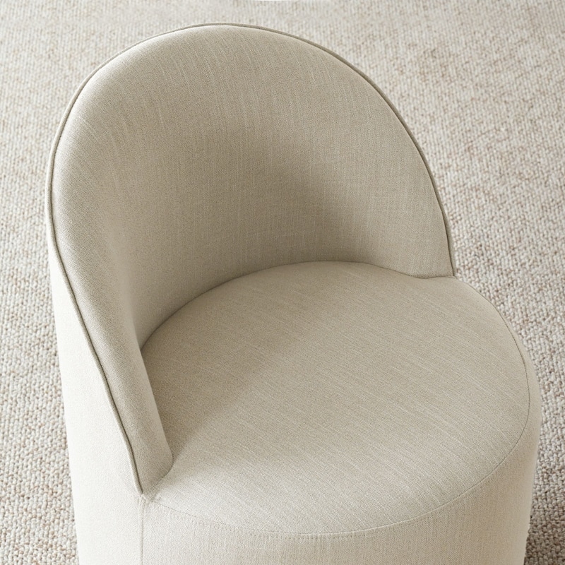 Upholstered Linen Barrel Accent Chair with with Castors(Set of 2)
