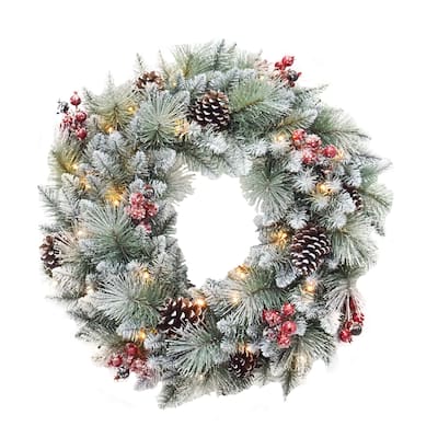30 inch Glitter Mixed Pine Wreath