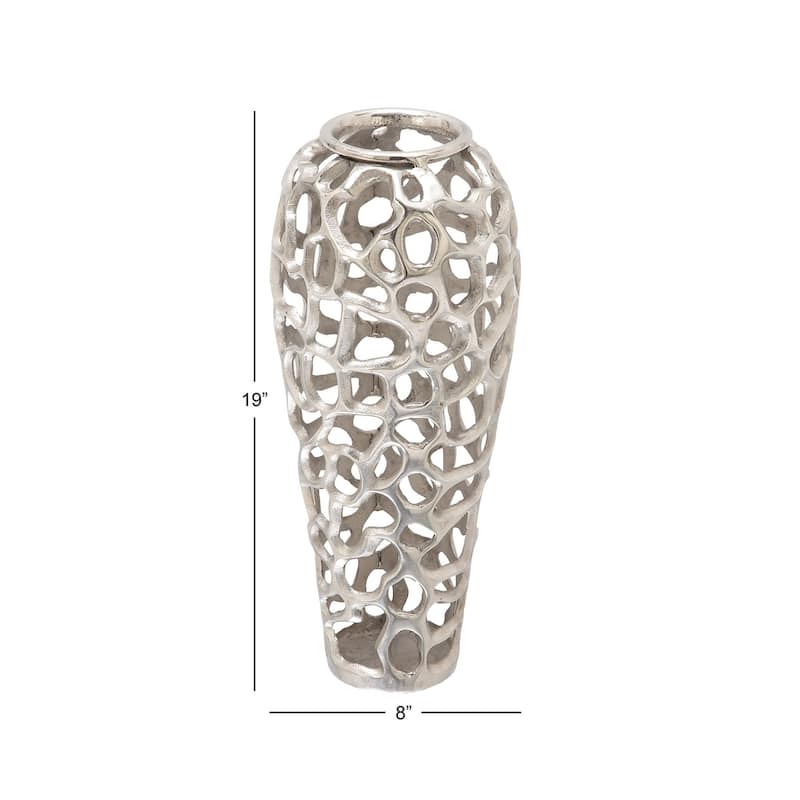 Aluminum Metal Cutout Coral Decorative Vase - Gold or Silver - Roche River Decor