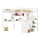 preview thumbnail 17 of 20, Full Size Loft Bed with LED Light & Charge Station, Metal Loft Bed with Desk and Staircase, Loft bed with Wardrobe for Kids