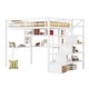 preview thumbnail 19 of 24, Full Size Metal Loft Bed with LED Lights, Charging Station, Desk, Pegboard, Wardrobe & Storage Staircase